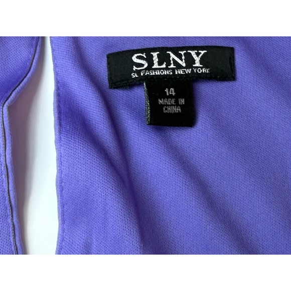 SLNY Women's‎ Purple Beaded Neck Sleeveless Chiffon Dress - Size 14 NWT Party - Picture 8 of 13